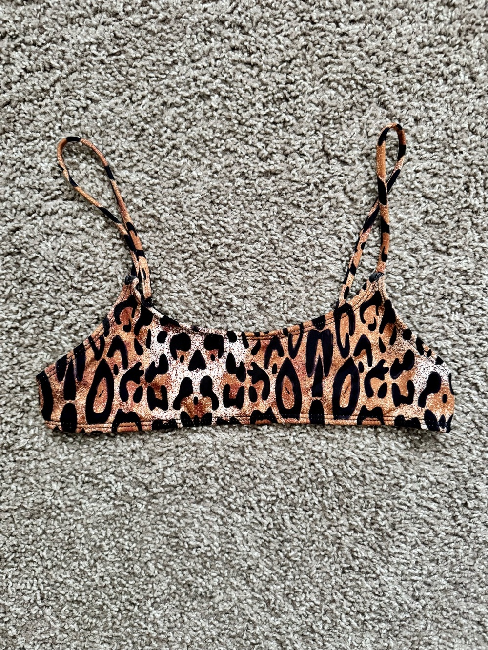 Leopard Print Bikini Top XS Y2K Animal Print Swimwear Bralette Style